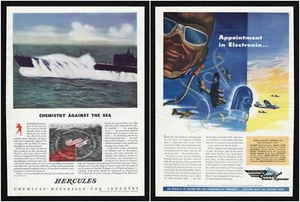 Pubblicità stampa aviazione/Bendix protezione acqua salata sottomarino chimico Hercules 1943 - Foto 1 di 4
