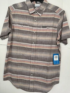 COLUMBIA mens Leadville Ridge Short Sleeve  II  stripe pearl snap shirt  Small - Picture 1 of 6