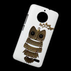 For Motorola Moto E4 3D Retro Metal Owl Branch Back Hard Phone Skin Case Cover