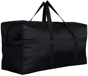 Extra Large Storage Duffle Bag with Zippers and Handles, Black Big Foldable D... - Picture 1 of 8