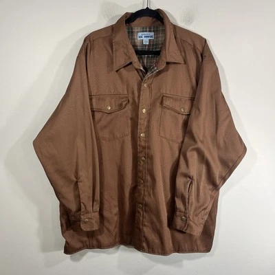 Vintage Haband's Ice House Jacket Adult XL Brown Plaid Flannel Lined Snap Button - Image 1 of 4