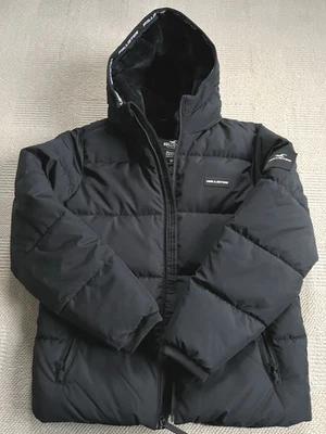 MENS HOLLISTER HOODED PUFFER JACKET FAUX FUR LINING SIZE M - Image 1 of 4