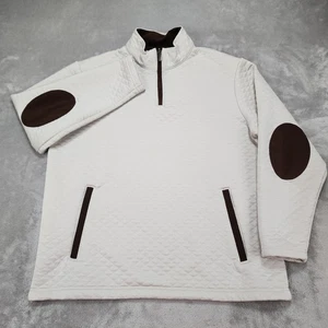 Cremieux Pullover Sweater Mens XL Quilted 1/4 Zip Elbow Patch Classic Casual - Picture 1 of 12