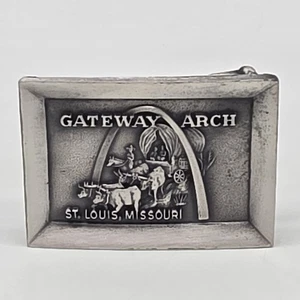 Gateway Arch St. Louis Missouri Gürtelschnalle silberfarben quadratisch Vintage - Bild 1 von 9