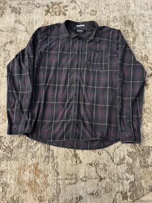 Ezekiel Collared Button-Down Flannel Black White and Red Cross Pattern Men’s - L - Image 1 of 4