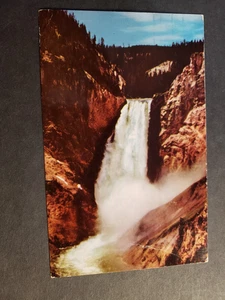 COLTER BAY, TETON County, WYOMING 1967 YELLOWSTONE WATERFALL Postcard w/ note - Picture 1 of 2