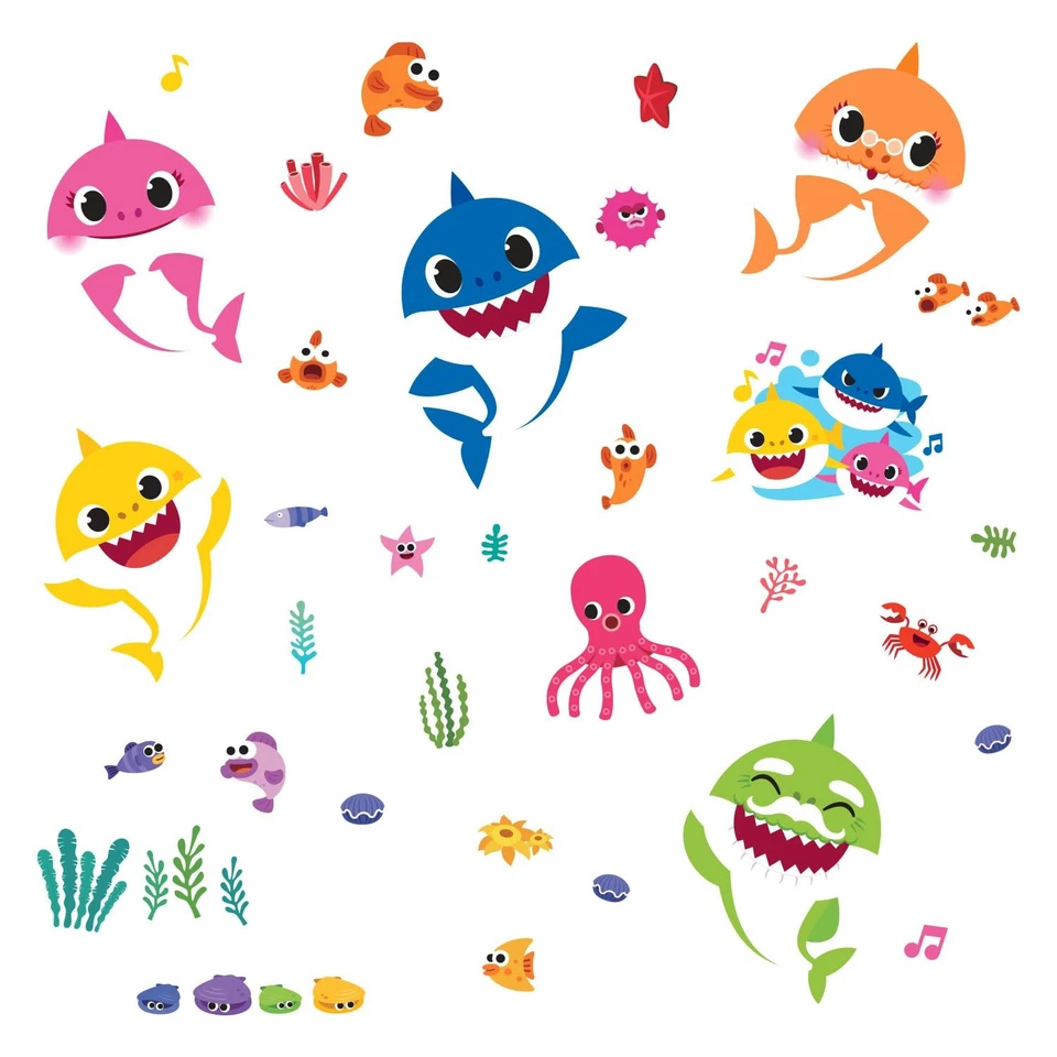 RMK4303SCS Baby Shark Peel and Stick Wall Decals