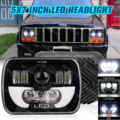 For Jeep Cherokee XJ 1984-2001 Wrangler YJ 1986-1995 5x7" 7x6 Led Headlight Halo - Image 1 of 4