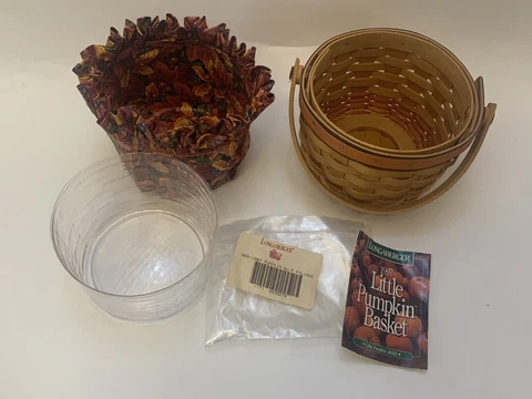 Longaberger Little Pumpkin Basket and Fall Foliage Liner Plastic Liner 1997 Cover