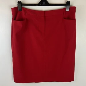 Falda midi roja para mujer Calvin Klein con cierre de cremallera dobladillo abertura línea A talla 16 - Imagen 1 de 7