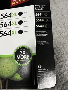 Original 3er-Pack HP 564XL schwarze Tintenpatronen NEU VERSIEGELT AUG 2013 - Bild 1 von 5