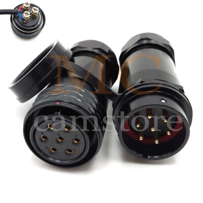 WEIPU SA28 7pin InLine Cable Coupler Pair IP68 Waterproof Connector 500V/25A  - Image 1 of 4