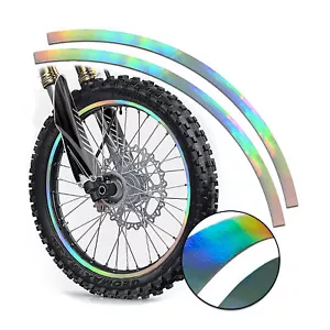 Kungfu Graphics Motorcycle Deco Rim Stickers Colorful Laser Decals, 16 Strips - Picture 1 of 1