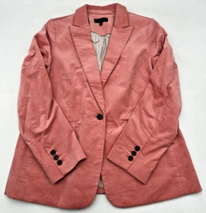 CHAQUETA BLAZER TALBOTS ALGODÓN TERCIOPELO SALMÓN MUJER TALLA 12 FORRADA, BOLSILLO CON SOLAPA - Imagen 1 de 18