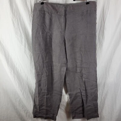Eileen Fisher Womens Pants 14P Petite 100% Linen Grey Wide Leg Lagenlook Career - Image 1 of 4