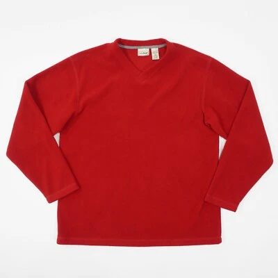 Suéter Camisa De Colección Años 90 LL Bean Pullover Cuello en V Polar Para Hombres Mediana Roja Foto 1 de 4