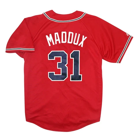 Greg Maddux Atlanta Braves Alternate Red Jersey Men's (M-2XL) Cover