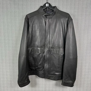 Elie Tahari Jacques Lamb Leather Jacket Men Size 2XL Black Moto Bomber Full Zip - Bild 1 von 22