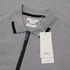 Brax NWT Percy 1/4 Zip Short Sleeve Polo Shirt Size Small in Gray Cotton Blend - Picture 1 of 9