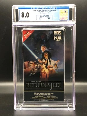 Return of the Jedi (1983) Red Label, 1986 VHS, Black Guard - CGC 8.0 - COMPLETE - Image 1 of 4