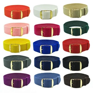 Perlon Watch Strap Braided Nylon Military Replacement Watch Strap Golden Buckle - Picture 1 of 16