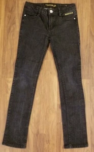 Mecca Size 12 Girls Jeans Black Stretch Embroidered Logo Very Good Condition  - Picture 1 of 7