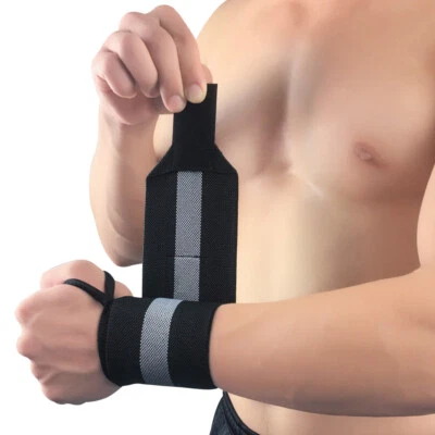Men Sports Striped Fitness Wristband Bandages Bracers Support Gym Weightlifting - Image 1 of 4