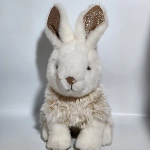 FAO Schwarz Sparklers Bunny Plush Cream Gold Rabbit Glitter Stuffed Plush 11 In - Picture 1 of 12
