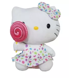 12 Zoll Hello Kitty Plüschtier Stofftier gepunktet Kleid Lutscher Sauger - Bild 1 von 2