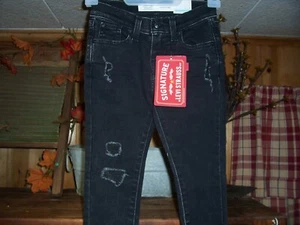 LEVI STRAUSS GIRLS SUPER SKINNY ICONIC STRETCH BLACK DENIM JEANS SIZE 8 PANTS - Picture 1 of 1
