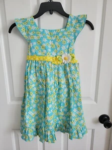 Sophie Rose Girl's Blue Yellow Daisy Floral Dress Size 6X NEW - Picture 1 of 7