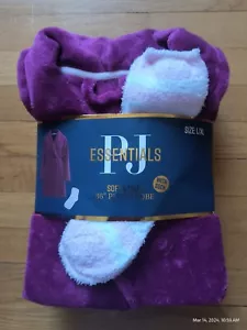 Accappatoio e calze peluche donna nuovo con etichetta PJ ESSENTIALS morbido e accogliente 36" L/XL accappatoio da notte - Foto 1 di 4