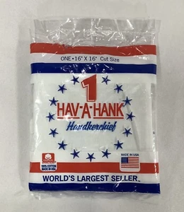 Vintage 90s NOS/Deadstock HAV-A-HANK White Cotton Handkerchief 16x16 USA - Picture 1 of 4