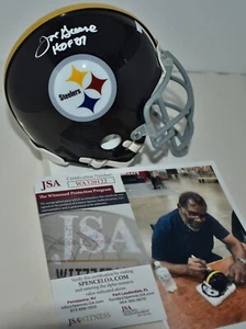 MASCHERA FACCIALE PERSONALIZZATA FIRMATA JOE GREENE MINI CASCO PITTSBURGH STEELERS HOF 1987 JSA - Foto 1 di 8