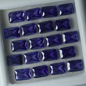 NATURAL CERTIFIED 12 Pcs Tanzanite Purple Emerald Cut Loose Gemstone 7x5 mm Lot - Picture 1 of 6