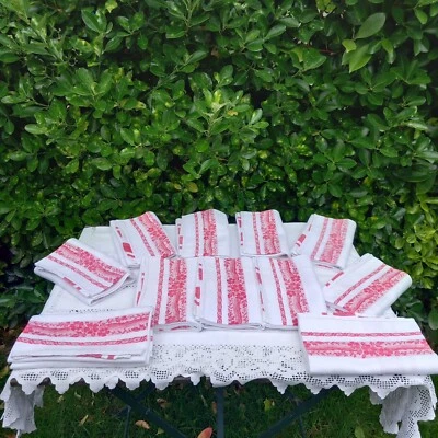 Linge Ancien 11 Serviettes de table anciennes en lin Napoléon III  - Photo 1/4