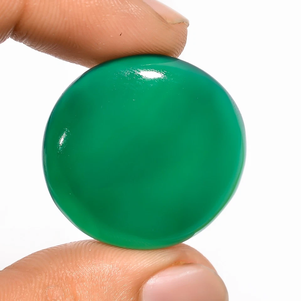 Piedra preciosa suelta cabujón forma redonda de ónix verde 100 % natural calidad 40,5 quilates Foto 1 de 1