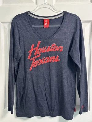 Camiseta Nike para mujer Houston Texans manga larga talla grande cuello en V gris oscuro NFL Foto 1 de 4