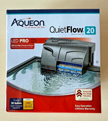 Brand New Aqueon QuietFlow 20 Aquarium Power Filter - Image 1 of 4