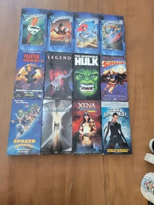 Lot Of 12 VHS Movie Lot Superman Series Supergirl Xena X-men Phantom Legend Hulk - Picture 1 of 6