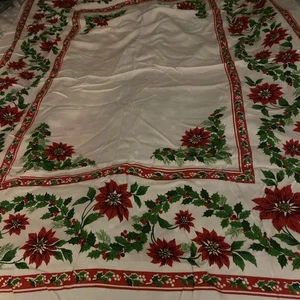 Vintage Weihnachten Weihnachtsstern & Stechpalme Tischdecke 48” x 62” - Bild 1 von 3