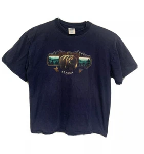 Vintage Sherry MFG Alaska Grizzly Bear Short Sleeve T Shirt Size XL Navy  - Picture 1 of 5