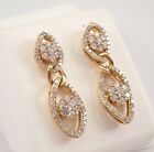 Round Simulated Diamond Drop/Dangle Push Back Earrings In 14K Yellow Gold Plated