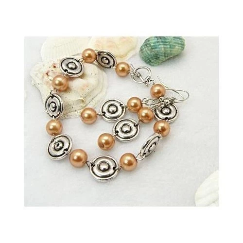 Wholesale Lot 8 1960s Mod Style Bullseye Tibetan Silver Bracelet & Earrings Sets - Image 1 of 1