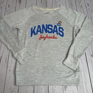 Kansas Jayhawks Sudadera Ligera Cuello Redondo Mujer Gris Mediano Bordado - Imagen 1 de 8
