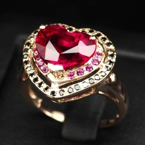 Pink Rubellite Tourmaline Heart 4.30Ct 925 Sterling Silver Handmade Rings 6,25 - Imagen 1 de 6