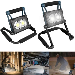 2PCS USB Rechargeable Solar Mobile Work Site Flood Light Cordless Camping Lamp - Picture 1 of 15