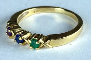 14 Karat Gold Band & Trinity 3 Juwel Ring - 3,06 g / Größe 7 - Bild 1 von 17