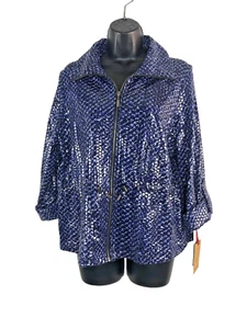Ruby Rd. Petite Womens Size 12P Singing the Blues Zip Drawstring Jacket - Picture 1 of 7