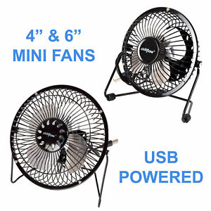 Chillflow 4" & 6" Inch USB Powered Cooling Mini Fans Portable Desk Table